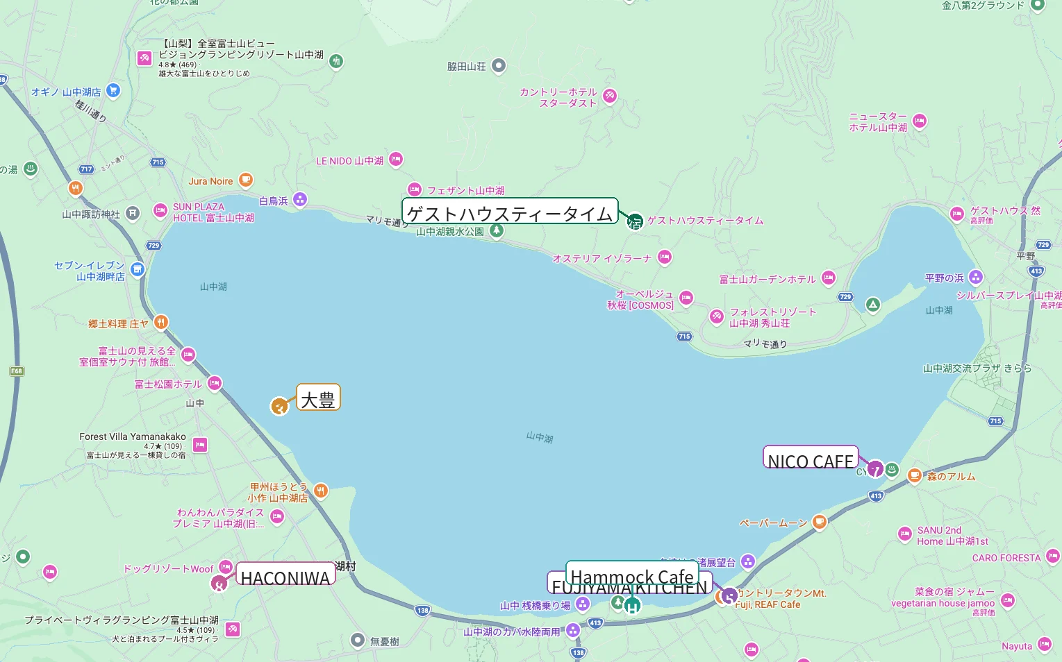 洋食・カフェ候補の地図