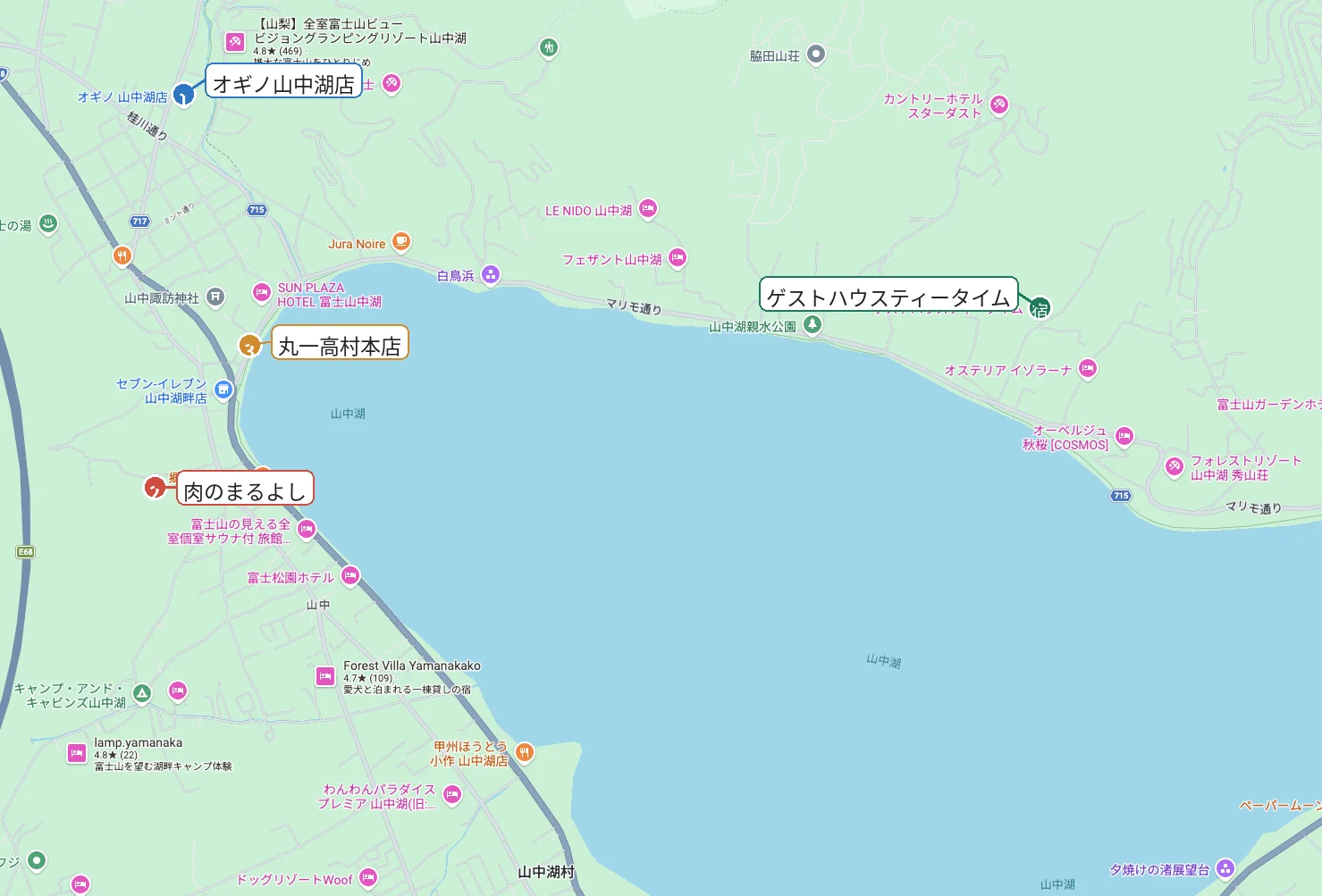 買い出し候補の地図