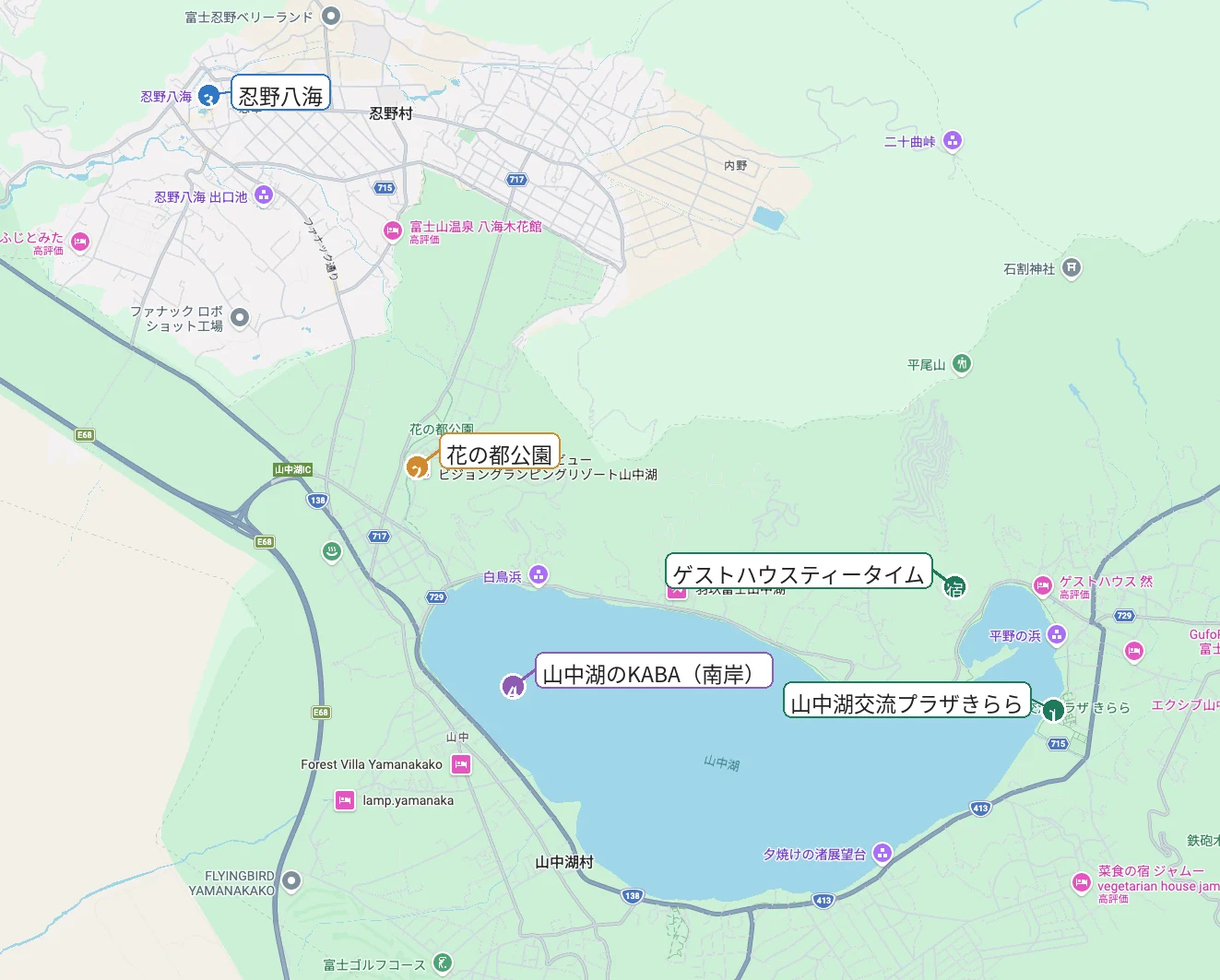 観光候補の地図
